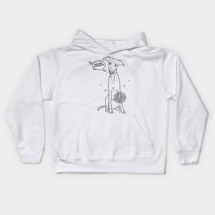 Funny greyhound design; Greyhound with a dandelion flower Kids Hoodie